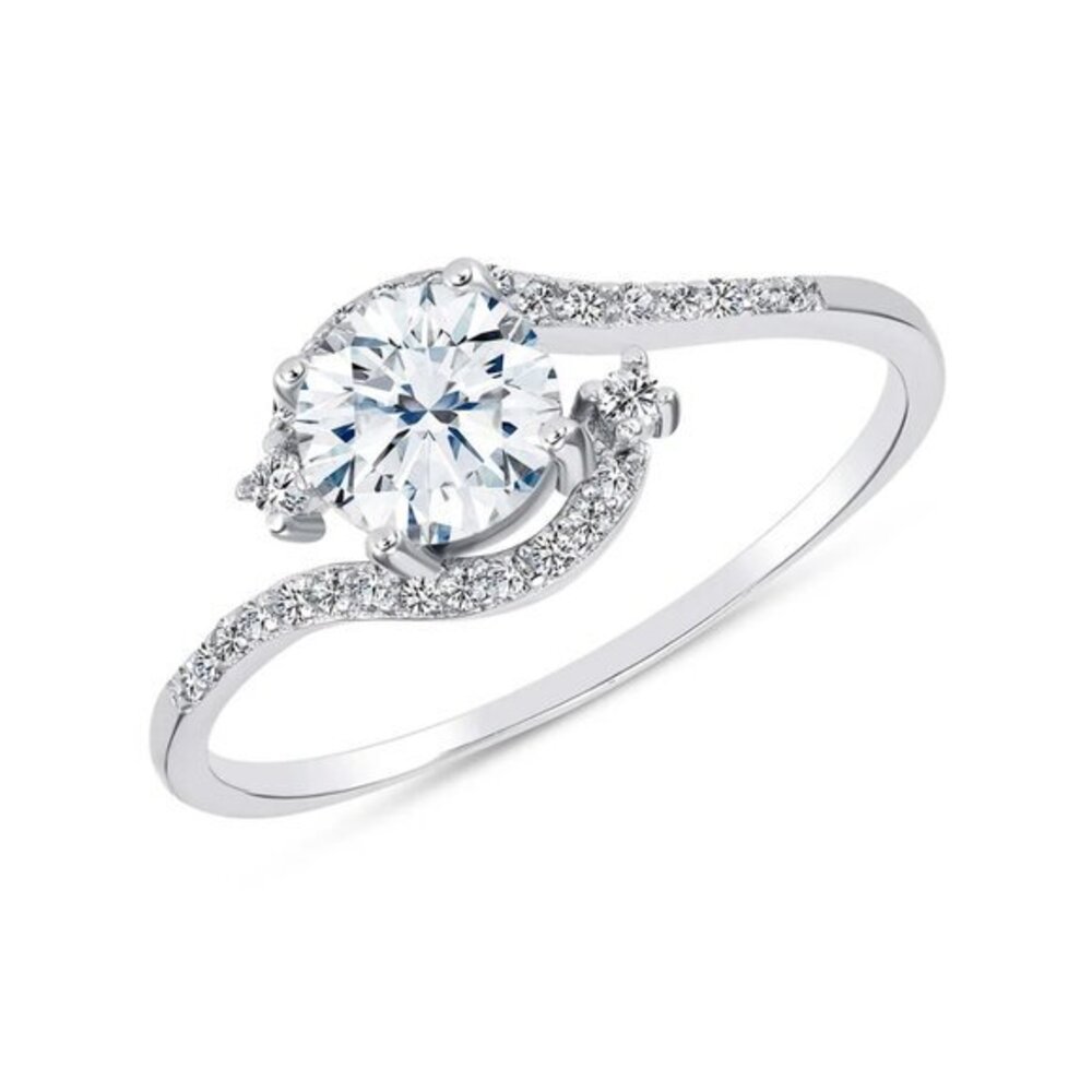 New Sterling Silver Round Engagement Ring size 5 6 7 8 9 10 11
